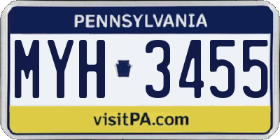 PA license plate MYH3455