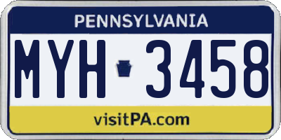 PA license plate MYH3458