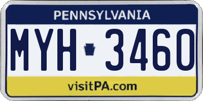 PA license plate MYH3460