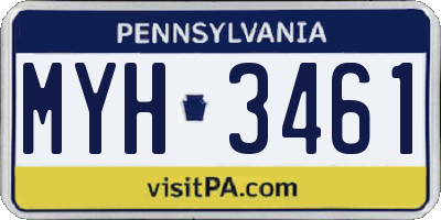 PA license plate MYH3461