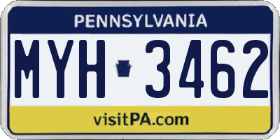 PA license plate MYH3462