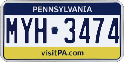 PA license plate MYH3474