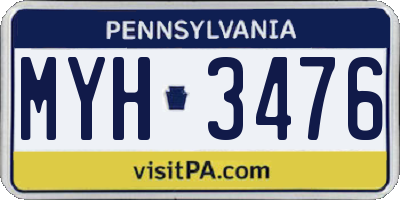 PA license plate MYH3476