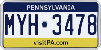 PA license plate MYH3478