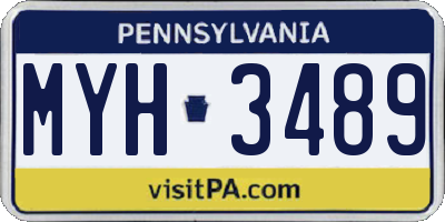 PA license plate MYH3489