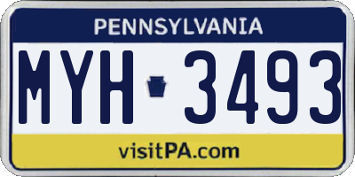PA license plate MYH3493