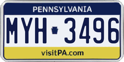 PA license plate MYH3496