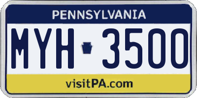 PA license plate MYH3500