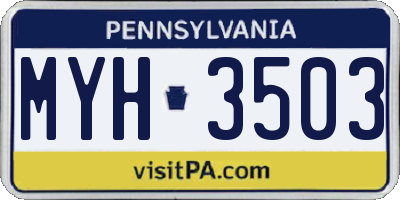 PA license plate MYH3503