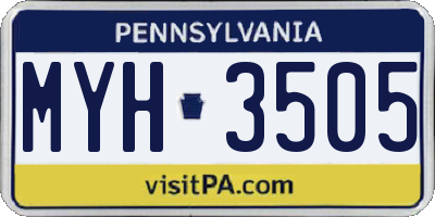 PA license plate MYH3505