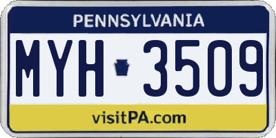 PA license plate MYH3509