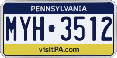 PA license plate MYH3512