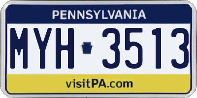 PA license plate MYH3513