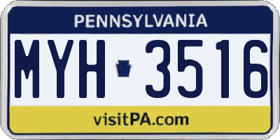 PA license plate MYH3516
