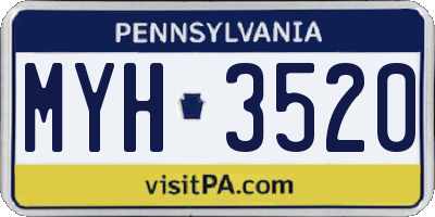 PA license plate MYH3520
