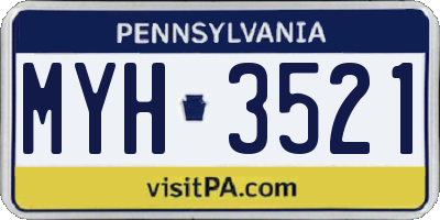 PA license plate MYH3521
