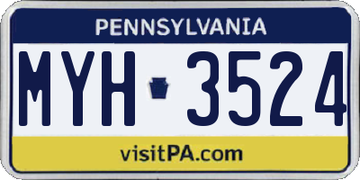 PA license plate MYH3524