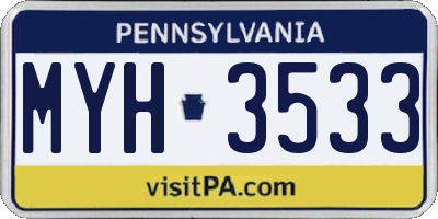 PA license plate MYH3533