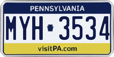 PA license plate MYH3534