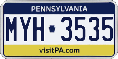 PA license plate MYH3535