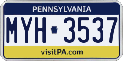 PA license plate MYH3537