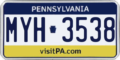 PA license plate MYH3538