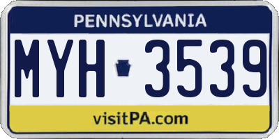 PA license plate MYH3539
