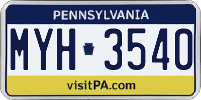 PA license plate MYH3540