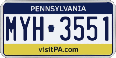 PA license plate MYH3551