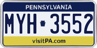 PA license plate MYH3552