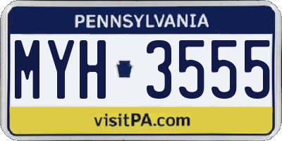 PA license plate MYH3555