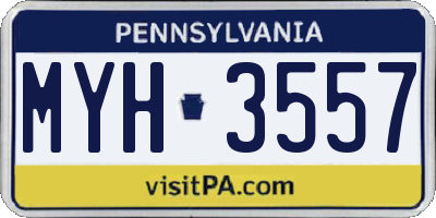 PA license plate MYH3557