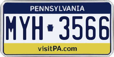 PA license plate MYH3566