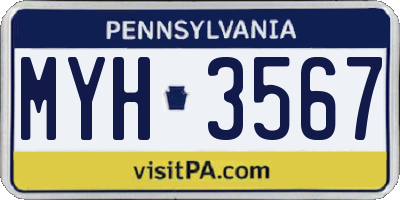 PA license plate MYH3567