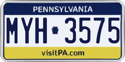 PA license plate MYH3575
