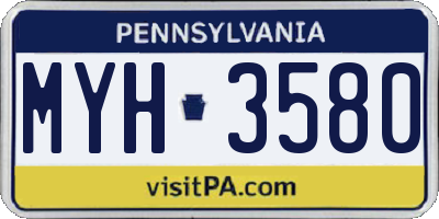 PA license plate MYH3580