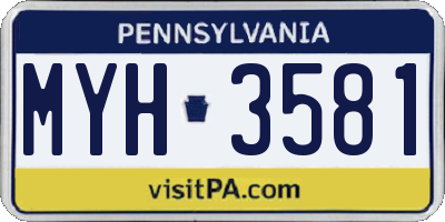 PA license plate MYH3581