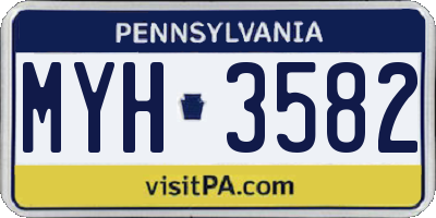 PA license plate MYH3582