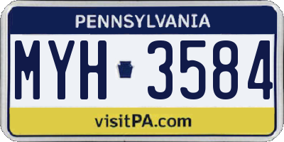 PA license plate MYH3584