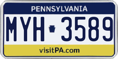 PA license plate MYH3589