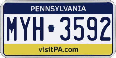 PA license plate MYH3592