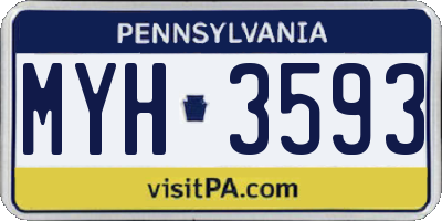 PA license plate MYH3593