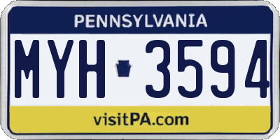 PA license plate MYH3594