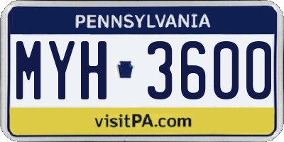 PA license plate MYH3600