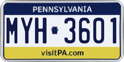 PA license plate MYH3601