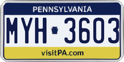 PA license plate MYH3603