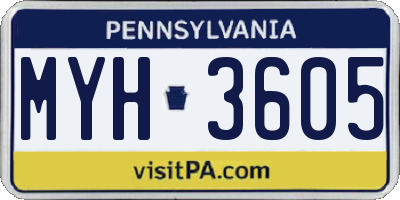 PA license plate MYH3605