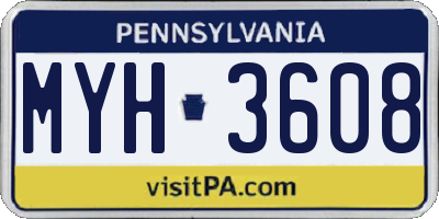 PA license plate MYH3608