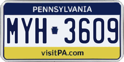 PA license plate MYH3609