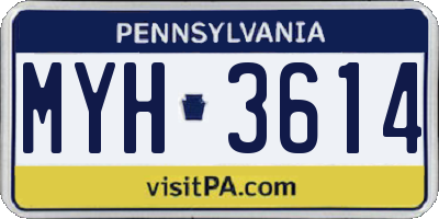 PA license plate MYH3614